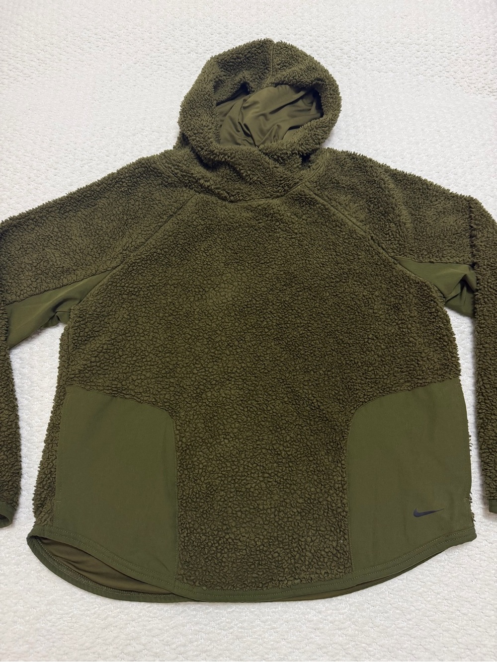 Nike Sherpa Therma Fleece Green Pullover Training Hoodie Size Medium - Picture 3 of 8